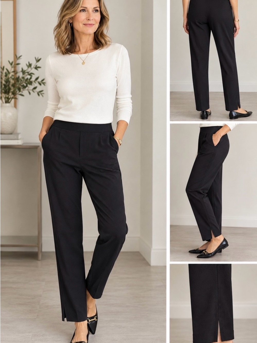 Athleta Black Cropped Ponte Pull-On Pants